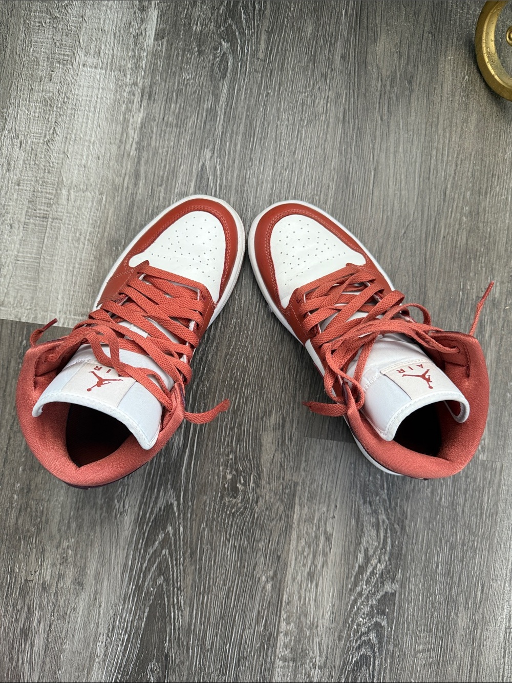 Jordan High-Top Sneakers in White and Red